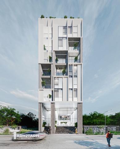 طراحی نما ، پلان پارکینگ و پلان طبقات اداری پطروس