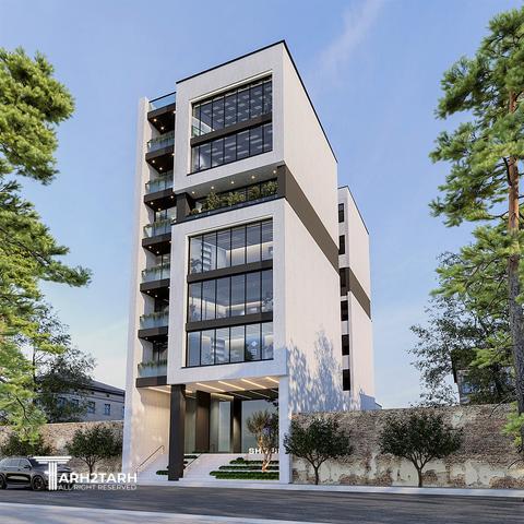 طراحی نما ، پلان پارکینگ و پلان طبقات اداری پطروس