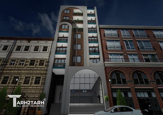 طراحی نما ، پلان پارکینگ و پلان طبقات اداری پطروس