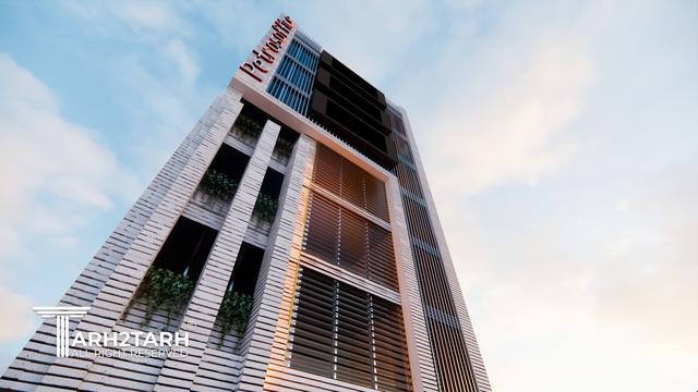 طراحی نما ، پلان پارکینگ و پلان طبقات اداری پطروس