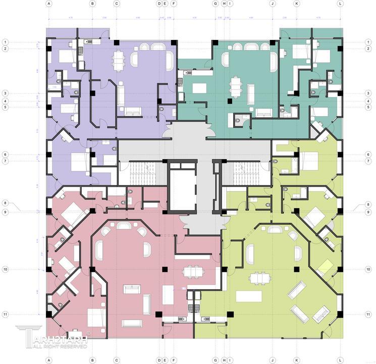 مسابقه طراحی پلان طبقه مسکونی در دو بلوک سعادت آباد