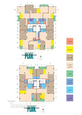 طراحی پلان طبقه مسکونی در دو بلوک سعادت آباد