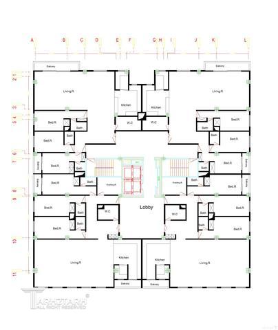 طراحی پلان طبقه مسکونی در دو بلوک سعادت آباد
