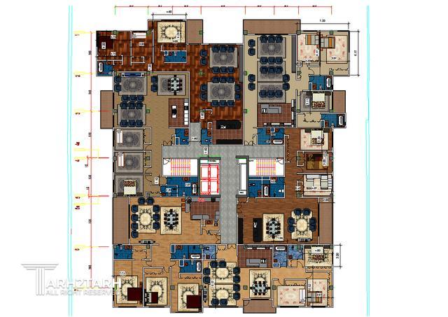 طراحی پلان طبقه مسکونی در دو بلوک سعادت آباد