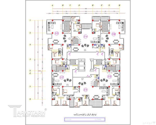 طراحی پلان طبقه مسکونی در دو بلوک سعادت آباد