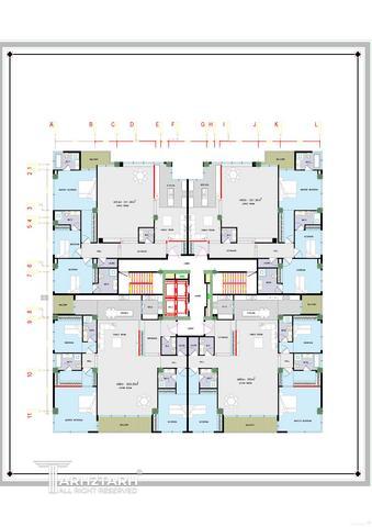 طراحی پلان طبقه مسکونی در دو بلوک سعادت آباد