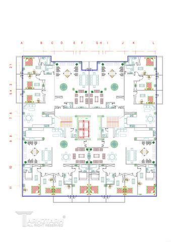 طراحی پلان طبقه مسکونی در دو بلوک سعادت آباد