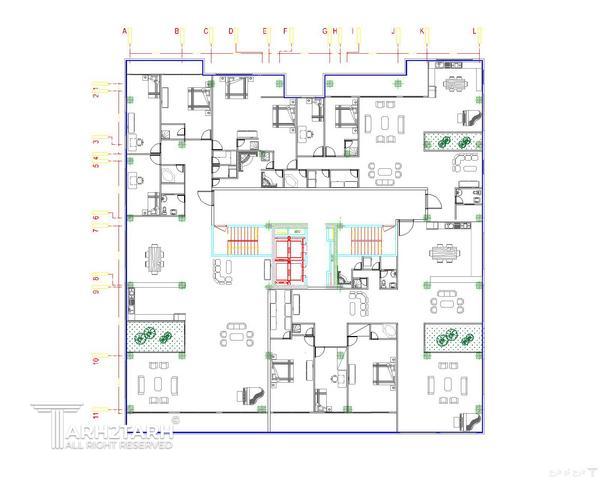 طراحی پلان طبقه مسکونی در دو بلوک سعادت آباد