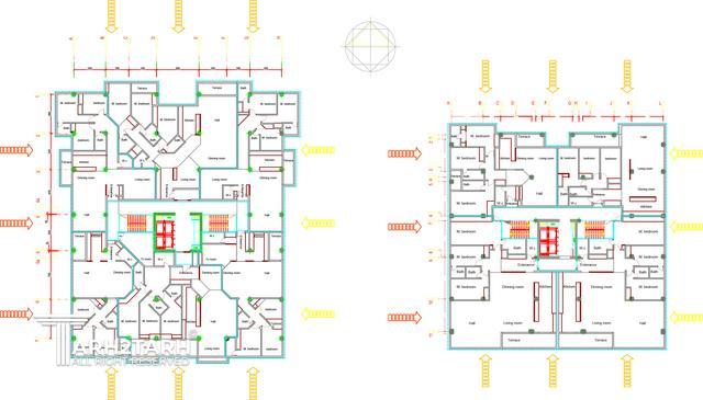 طراحی پلان طبقه مسکونی در دو بلوک سعادت آباد