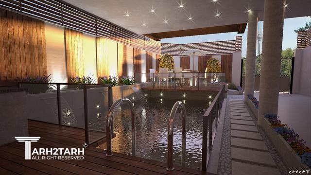 طراحی استخر، باغچه و ورودی ویلای جمشیدیه