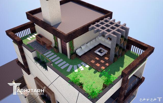 پروژه طراحی نما روف گاردن و محوطه کلاردشت