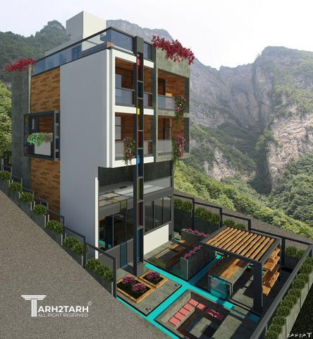 پروژه طراحی نما روف گاردن و محوطه کلاردشت