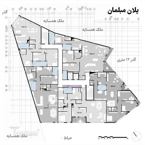 طراحی پلان قیطریه رزیدنس2