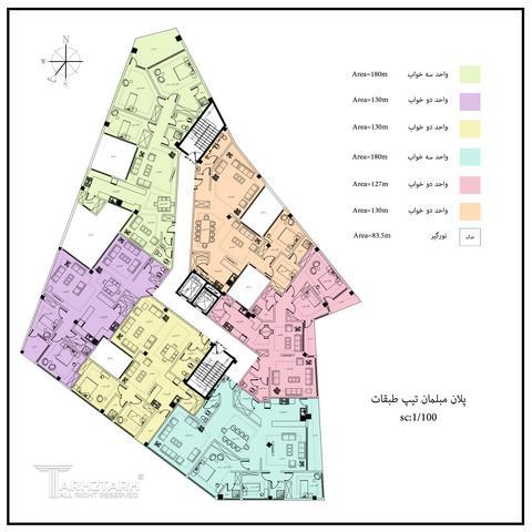 طراحی پلان قیطریه رزیدنس2