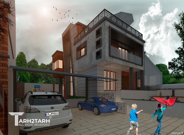 طراحی حجم و نمای ویلای کوهسار