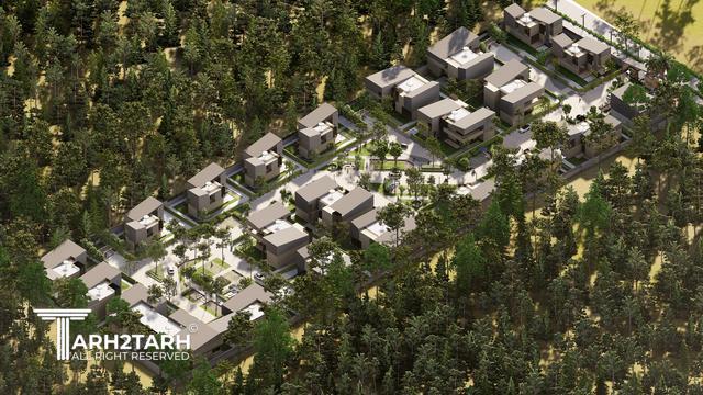 توده گذاری ویلاها و طراحی ساختمان مشاعات شهرک الند (Oland)