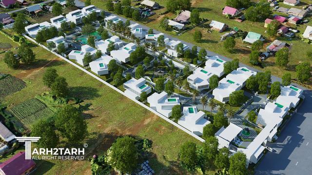 توده گذاری ویلاها و طراحی ساختمان مشاعات شهرک الند (Oland)