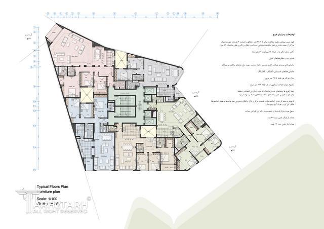 طراحی پلان قیطریه رزیدنس 1