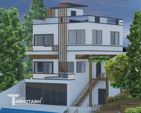 طراحی پلان و نما ویلای میگون