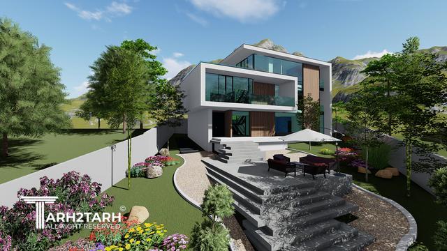 طراحی پلان و نما ویلای میگون